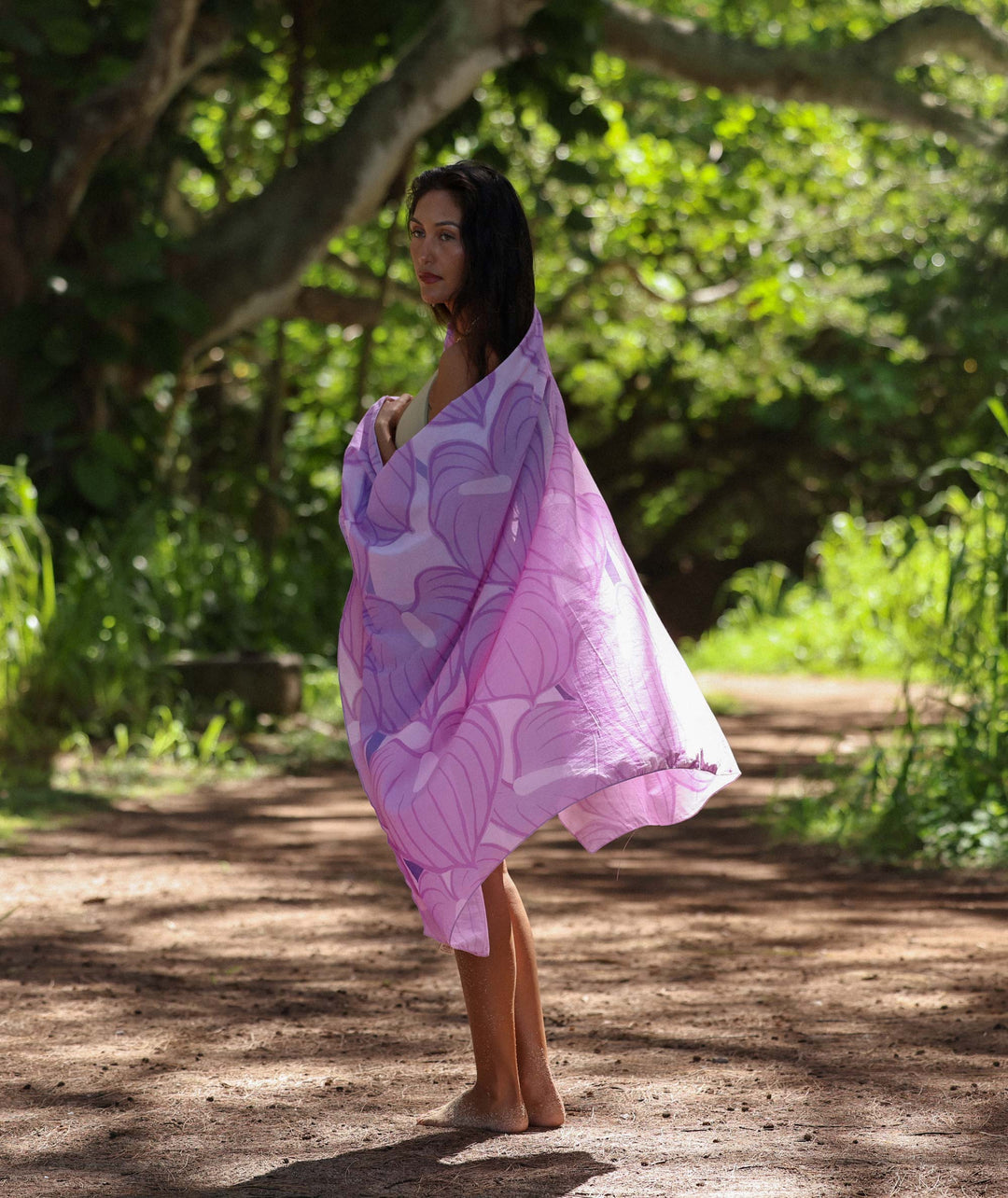 Purple Anthurium Organic Cotton Pareo