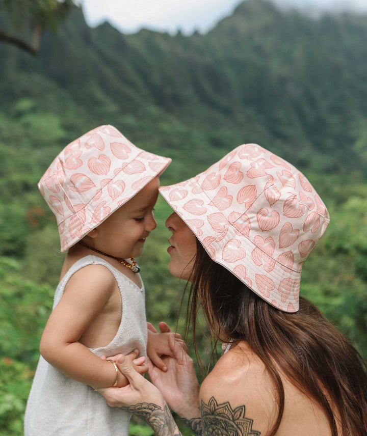 Mama & Keiki Reversible Bucket Hat Set - Anthurium
