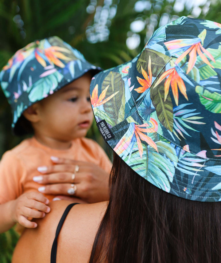 Mama & Keiki Reversible Bucket Hat Set - Jungle Pop