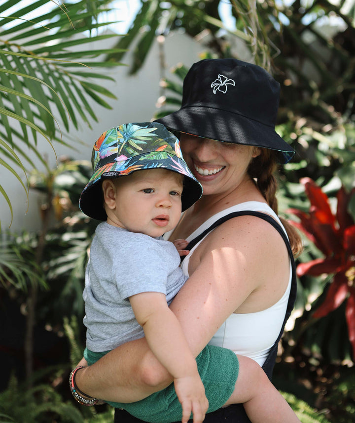 Mama & Keiki Reversible Bucket Hat Set - Jungle Pop